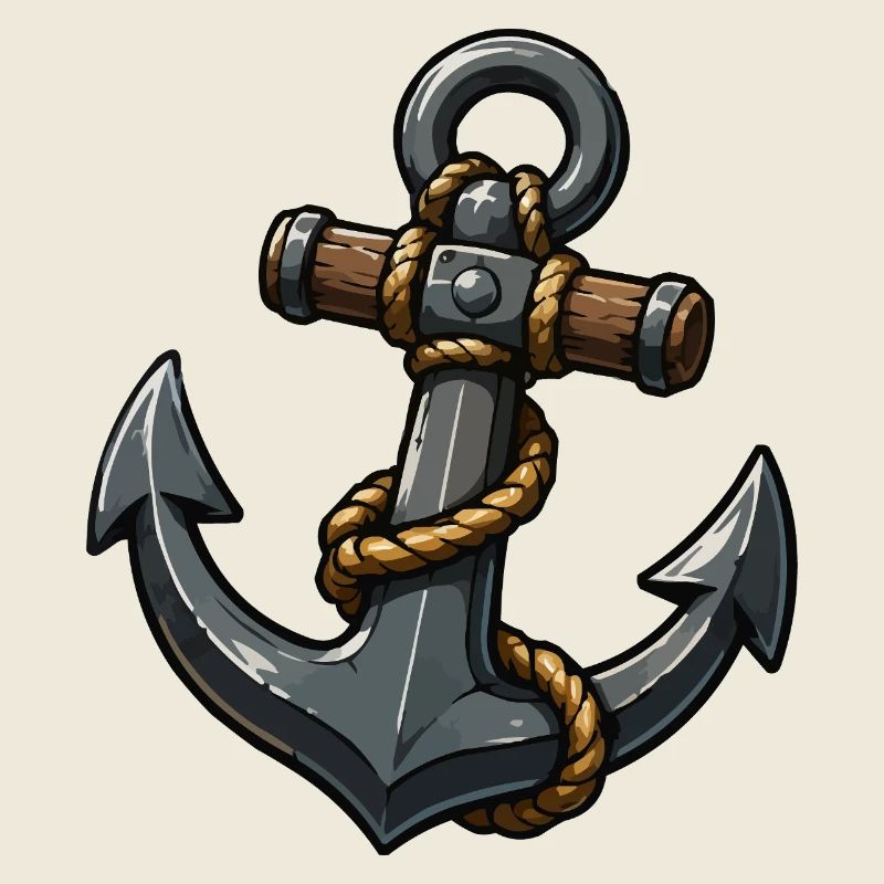 Anker mit Seil Cartoon-Design