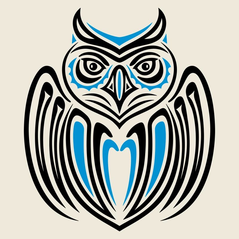 Large owl with wings in Haida Style.