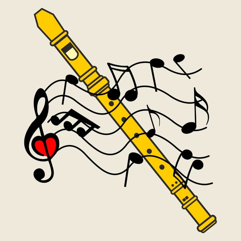 Blockflöte mit Musiknoten