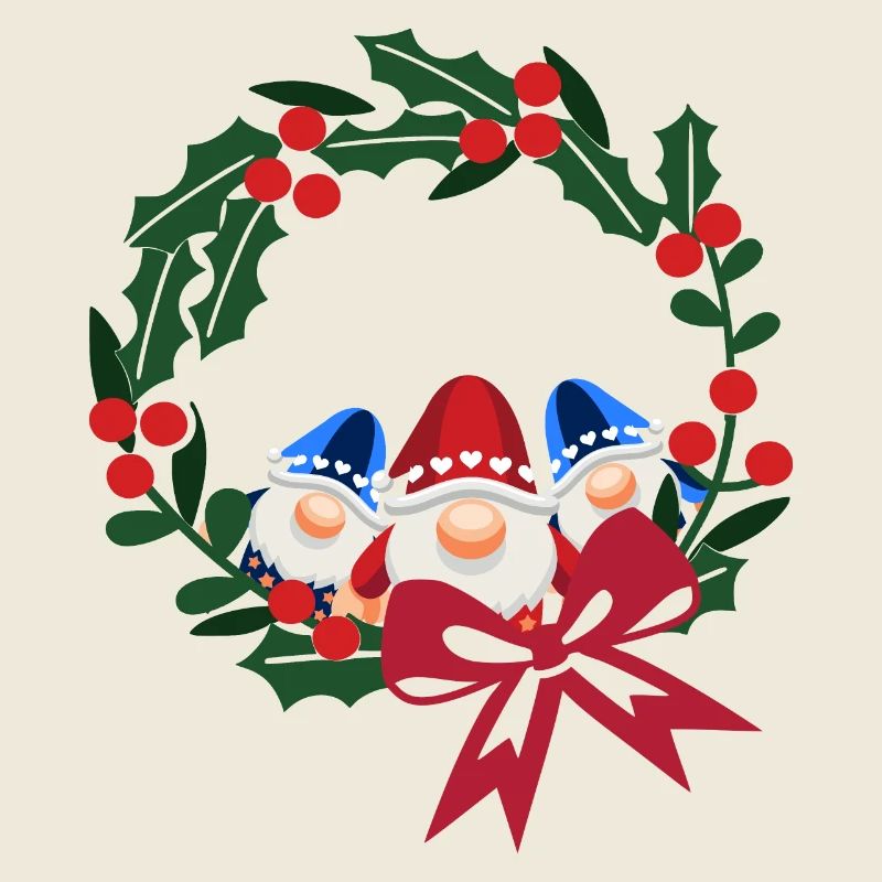 Three St. Nicholas Heads Wreath Bow