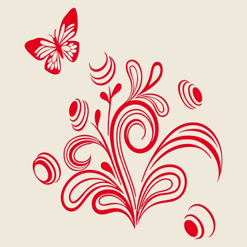 Flower tendril with butterfly