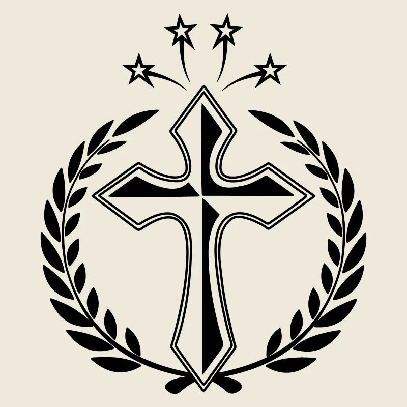 cross in laurel wreath