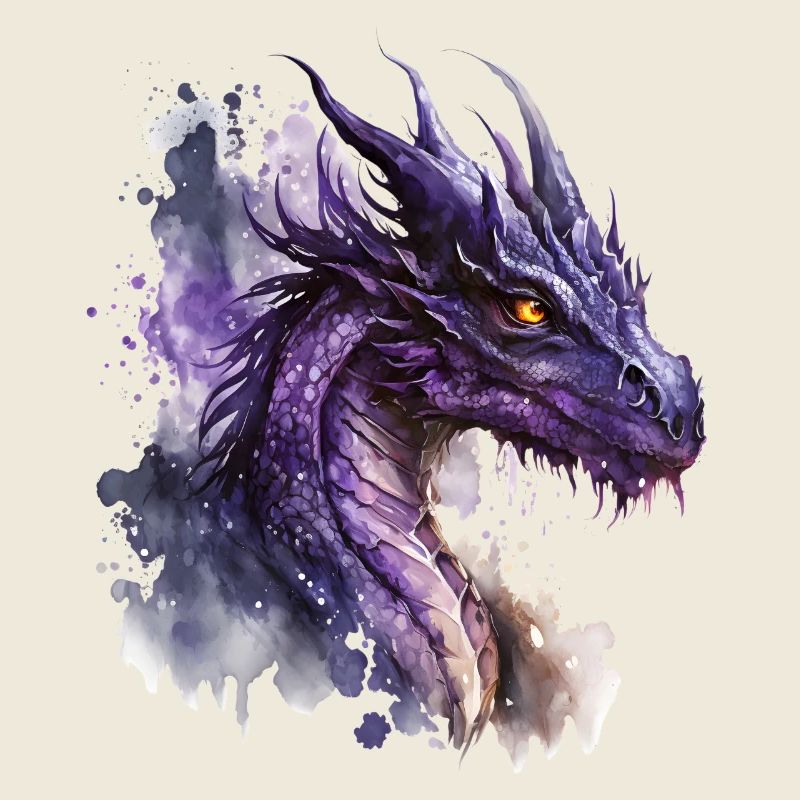 Lila Aquarell Drache