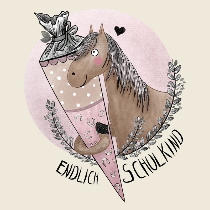 Endlich Schulkind Pferd mit Schultüte