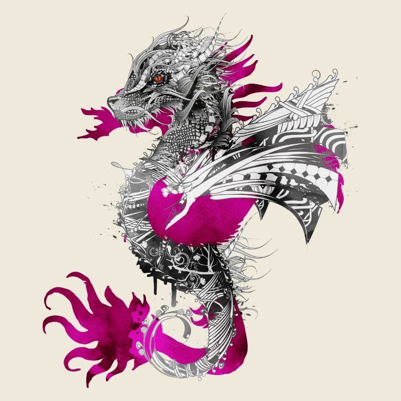kunstvoller mystischer Drache im Aquarell Stil