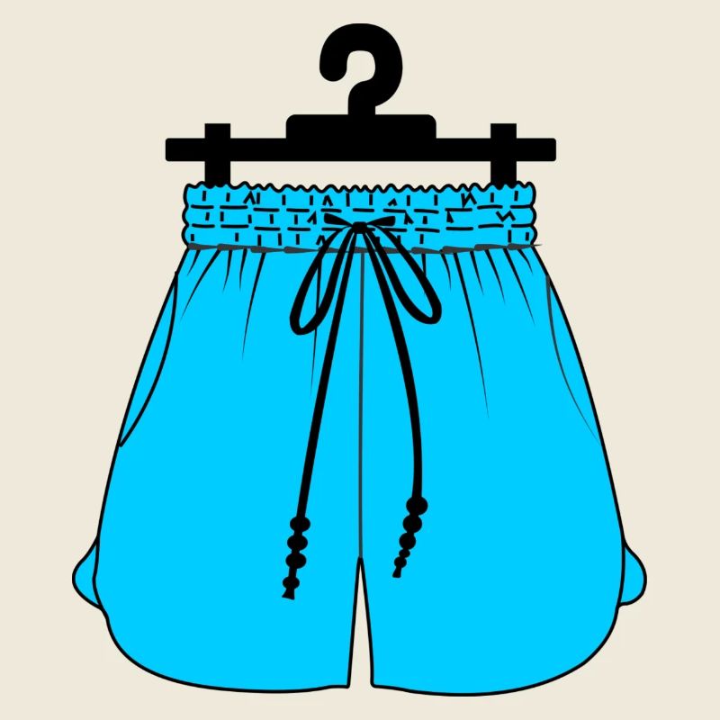 Blaue Sportshorts oder Jogginghosen an der Kleidung h