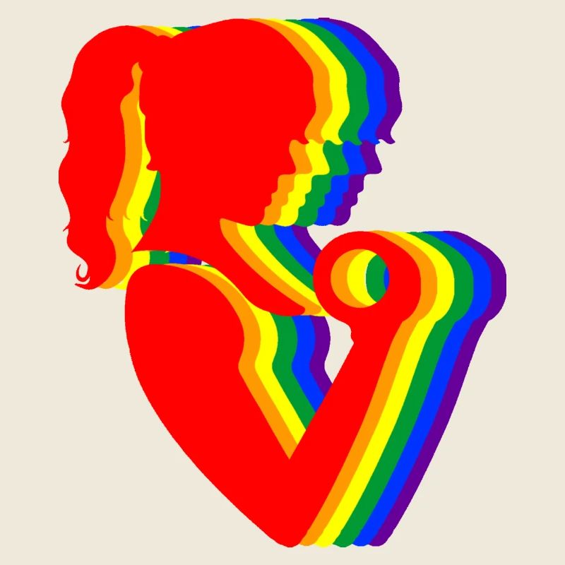 Regenbogen Silhouette Frau mit Hantel