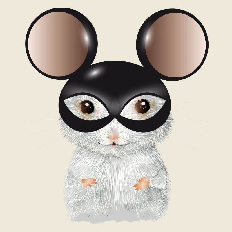 Cute White Mouse with Mouse Ears Mask