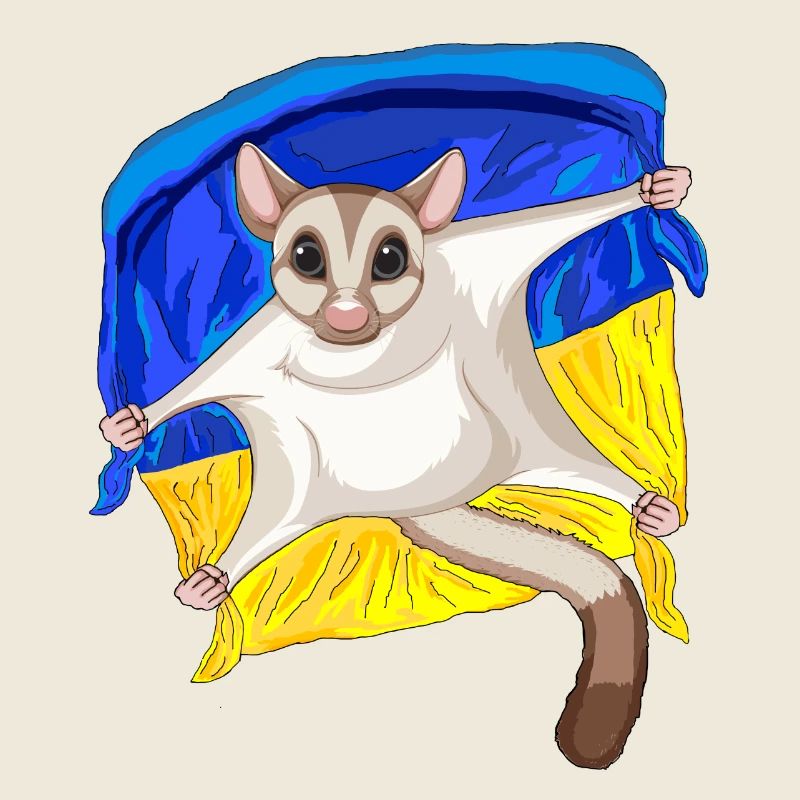 Cute Sugar Glider with Ukraine Flag