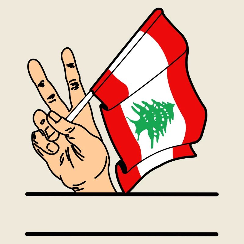 Flag Lebanon peace sign text space
