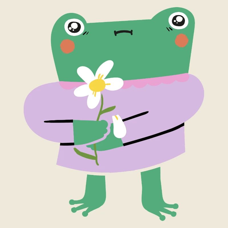 Grenouille mignonne avec fleur - Wholesome Vibes