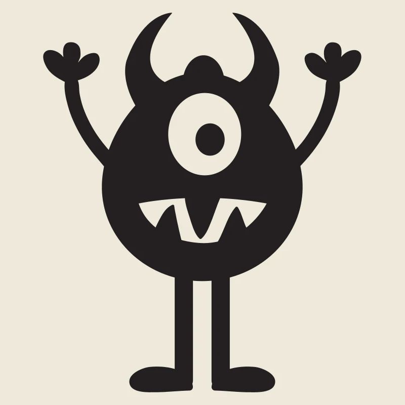 Mignon monstre heureux avec des cornes style dessin animé