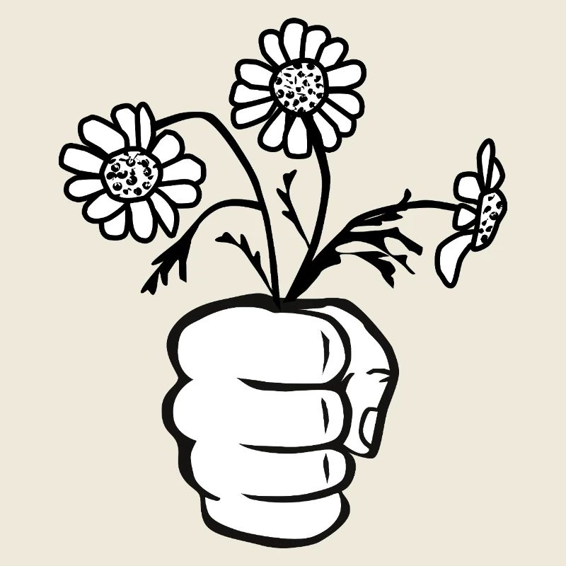 Faust/Hand mit Blumenstrauß