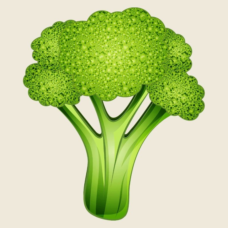 Bright green broccoli in a stylish comic style