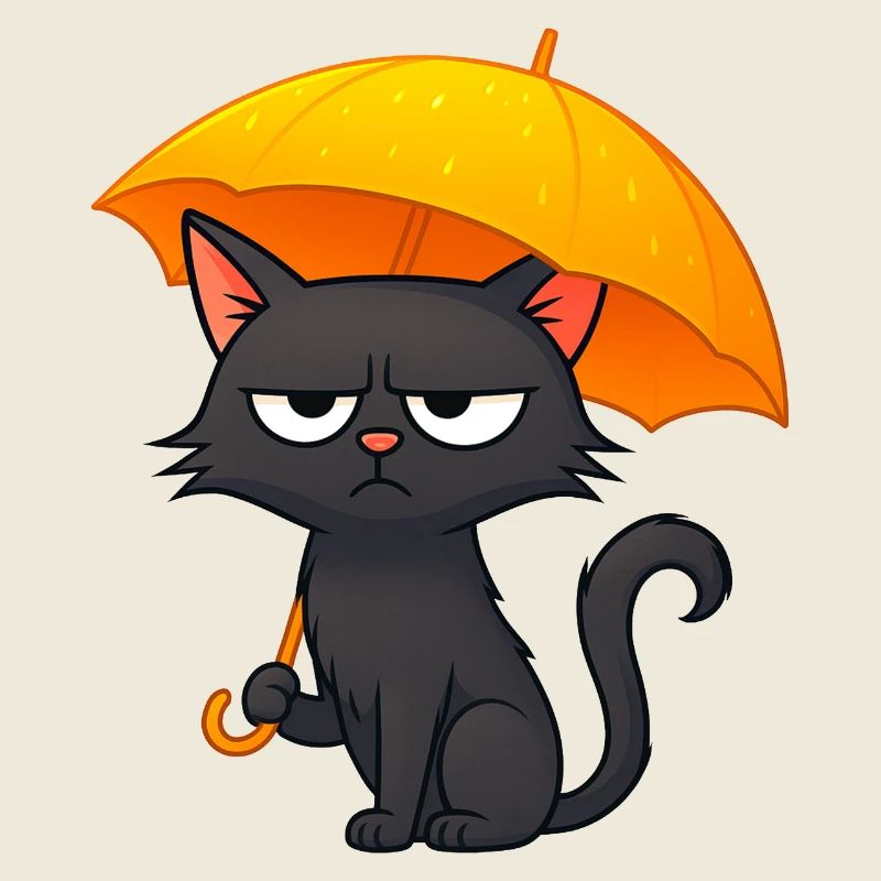 Humorous Grumpy Rainy Days Disaster with Cat