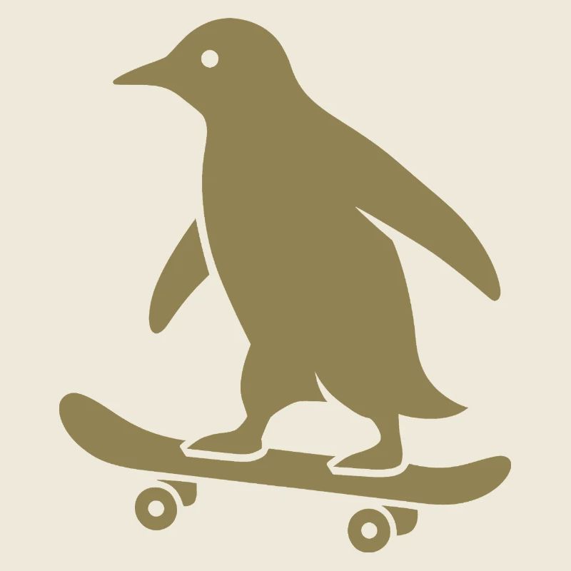 Minimalistische Pinguin Skateboarder Silhouette