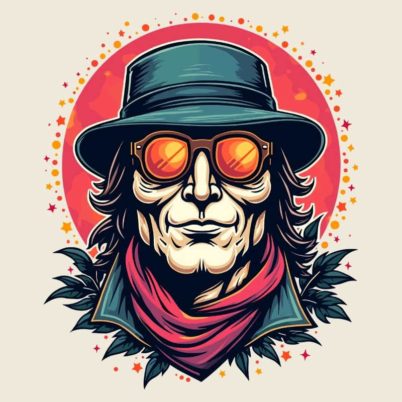 Mystical hipster with sunglasses