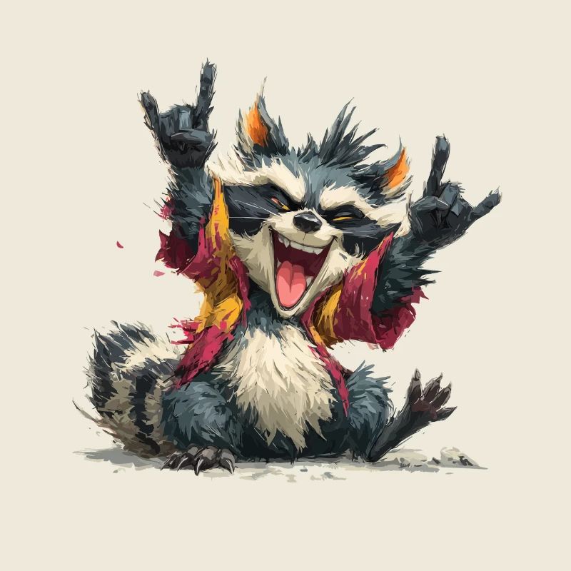 Ausdrucksstarker Waschbär in Punk-Style