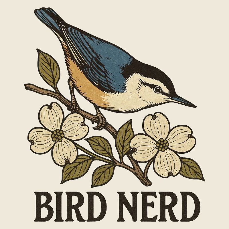 Élégant oiseau chanteur bleu-noir Bird Nerd