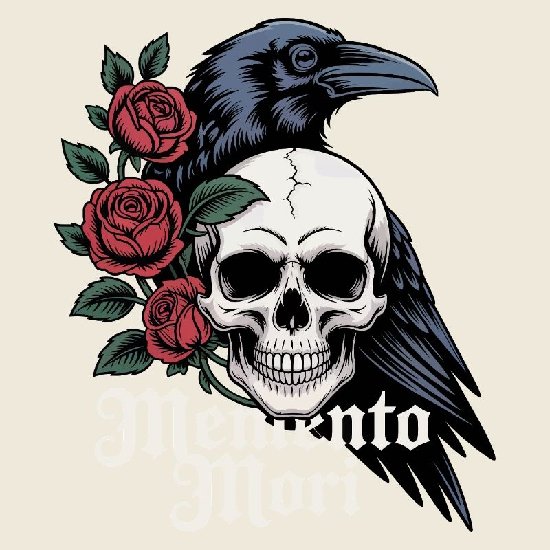 Crâne de Memento Mori & Roses de corbeau