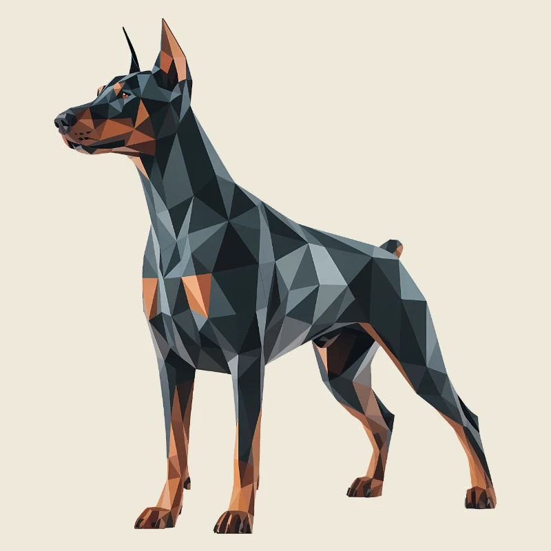 Dobermann - Cooles Low-Poly-Logo