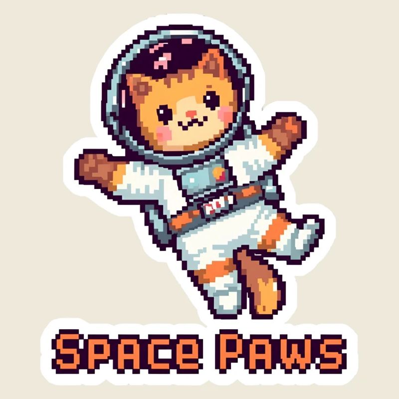 Space Paws – Pixel Cat Astronaut Sticker