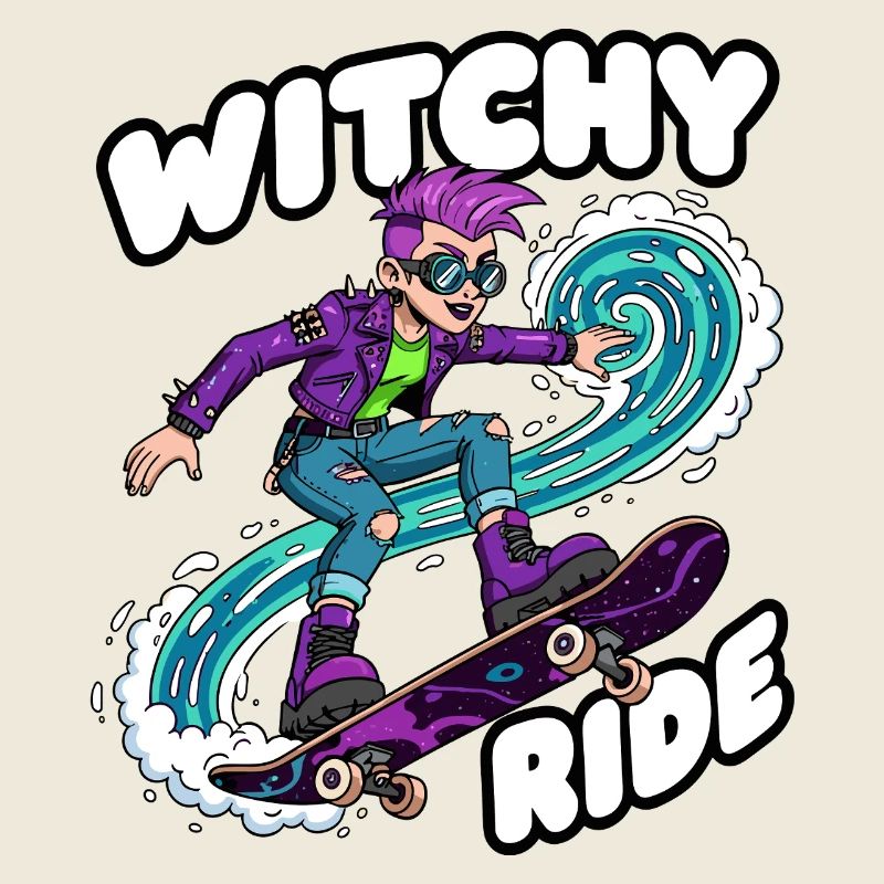 Witchy Ride Skateboard-Animation