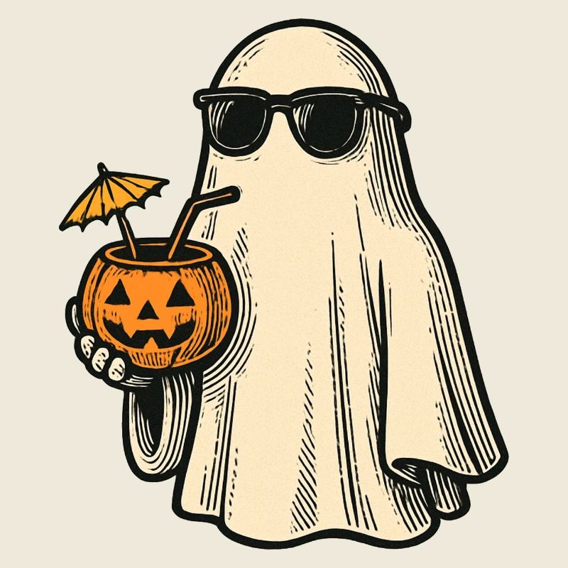 Cooles Halloweengespenst mit Cocktail