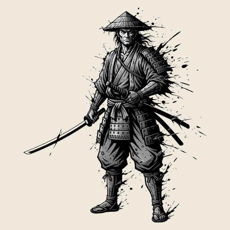 Samurai Krieger mit Katana einsamer-ronin-japan
