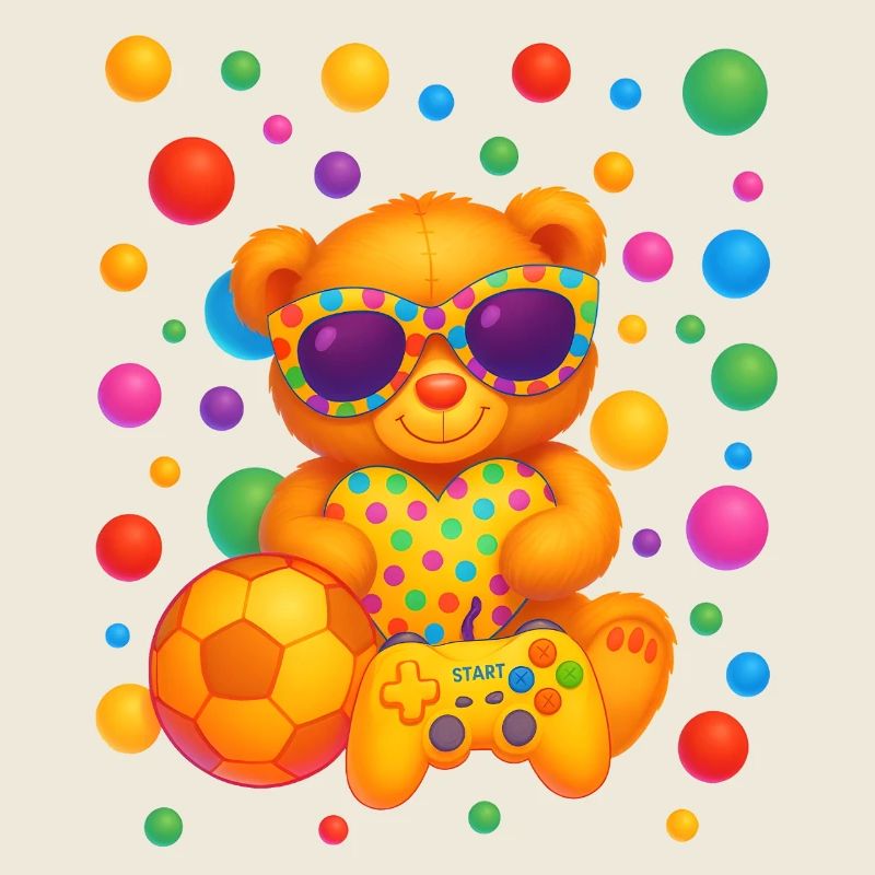 Lebendige Teddy-Gamer-Party-Kunst