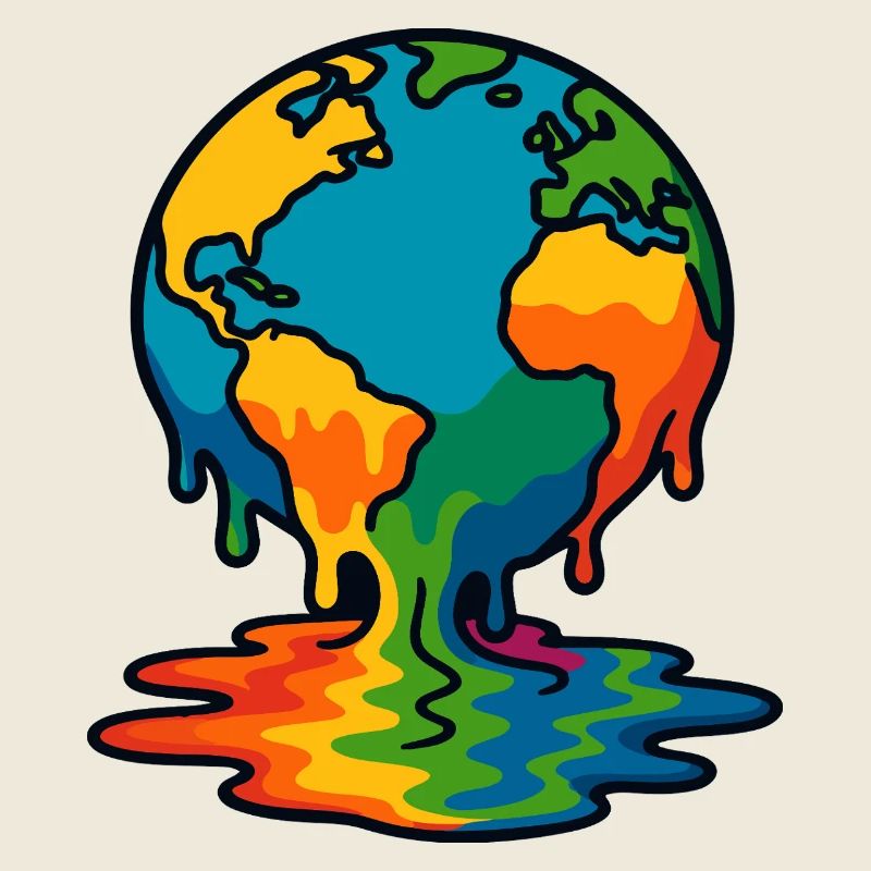 Globe de fusion de la terre arc-en-ciel