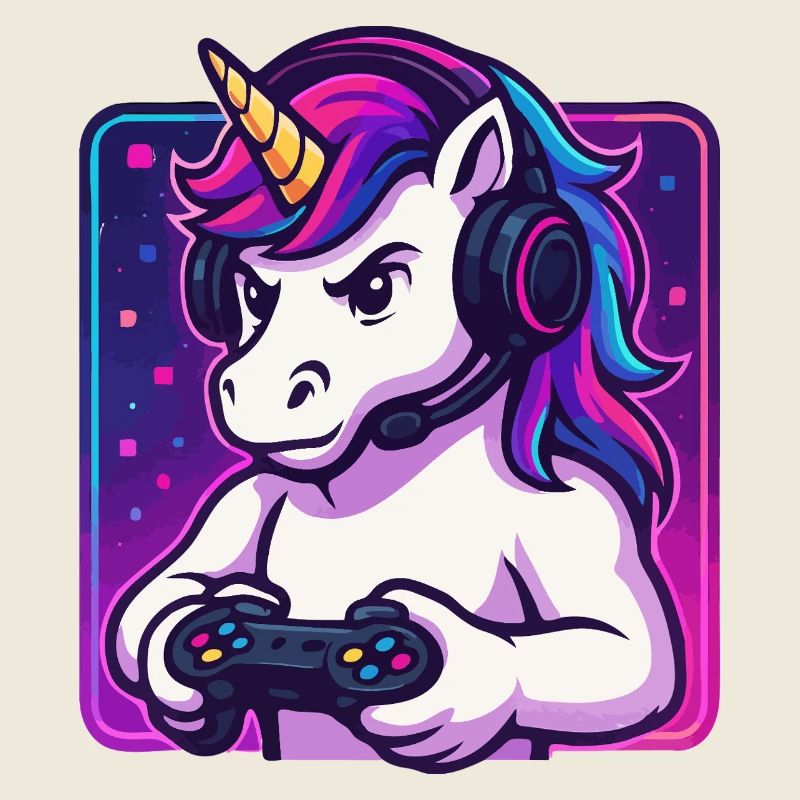Neon Einhorn Gamer