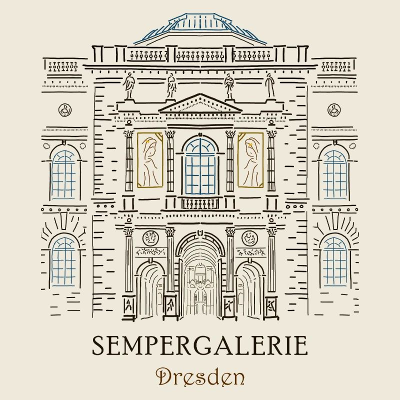 Sempergalerie, Zwinger Dresde dessiné à la main