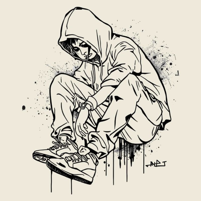 Silhouette Hoodie Graffiti