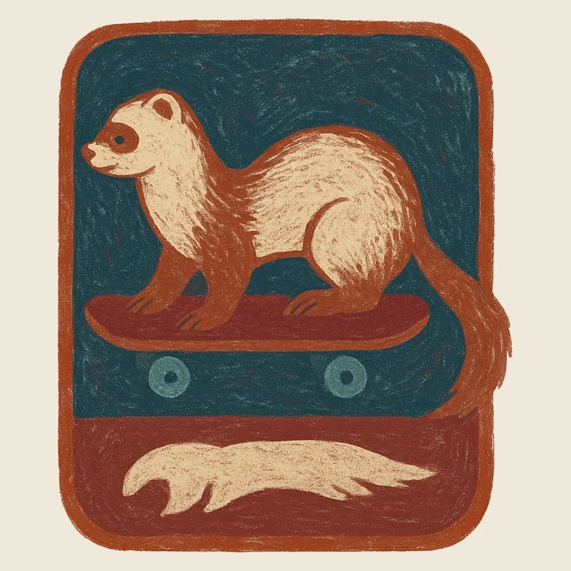 Ferret on Skateboard Retro