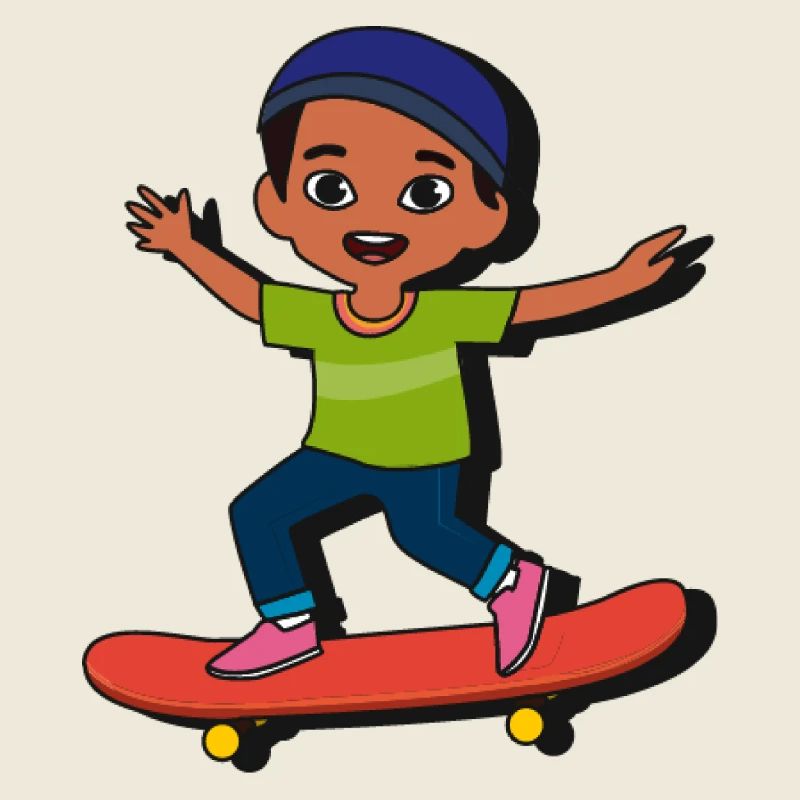 Gamin de skateboard de dessins animés