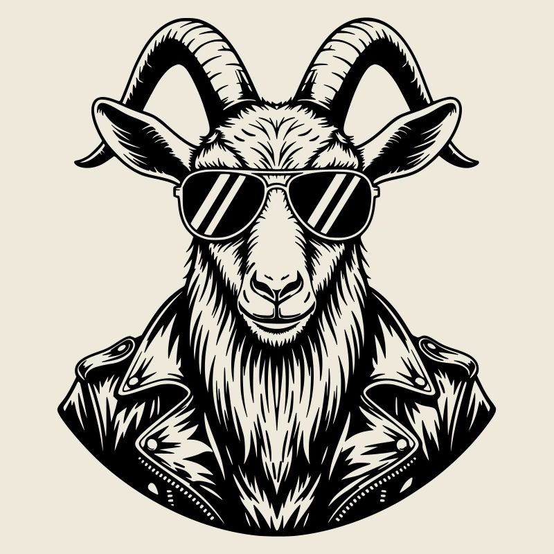 Chèvre cool avec des lunettes de soleil – Art au trait