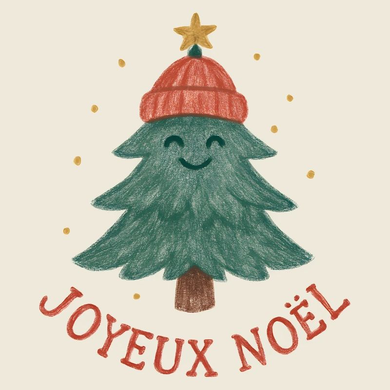 Merry Christmas tree with red hat