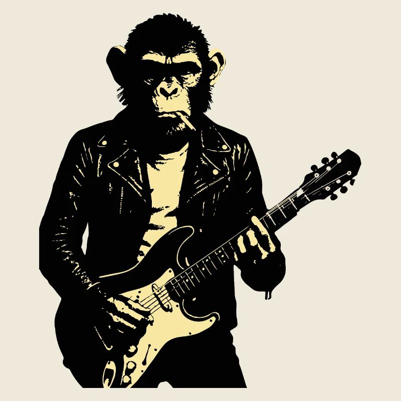 Rock Monkey Gitarrist in Leder