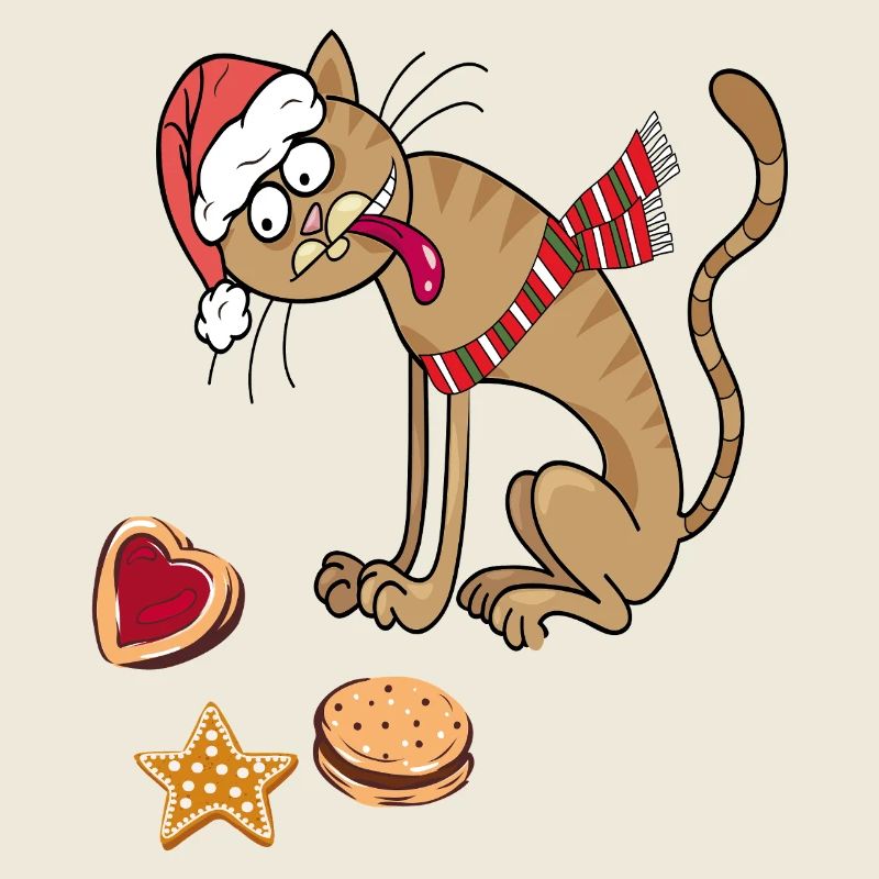 Chat de Noël avec chapeau et écharpe