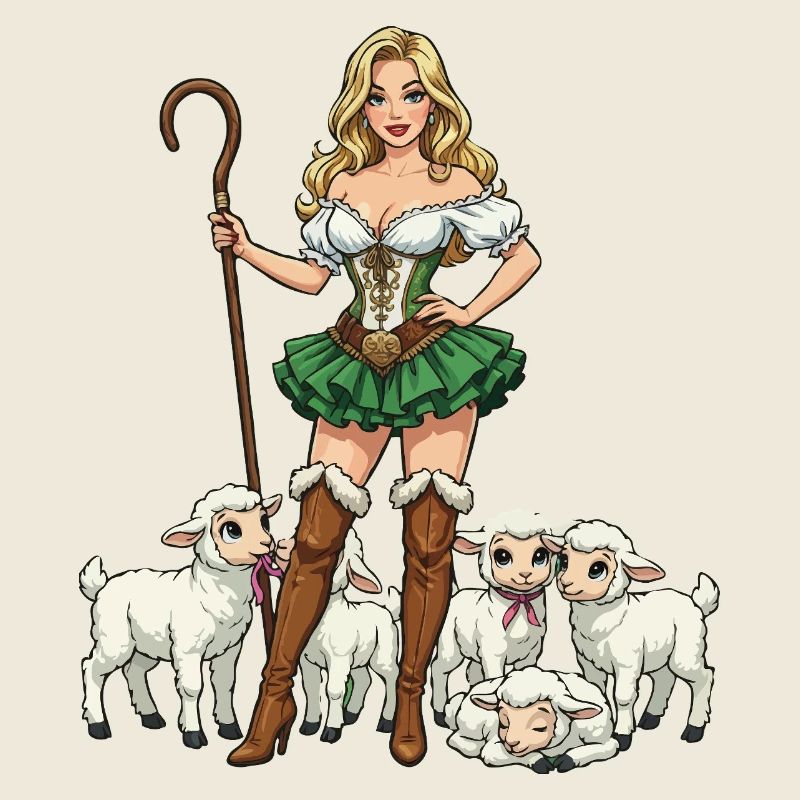 Bergere Dirndl et Agneaux