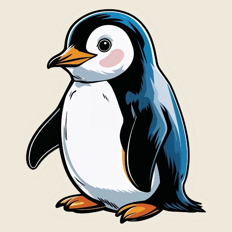 Comic Penguin Blue Tone