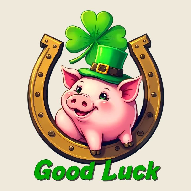Cochon chanceux avec trèfle