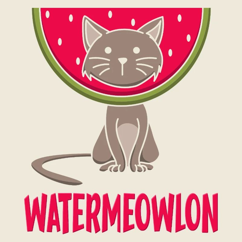 Graphique drôle de Watermeowlon Chat Jeu de mots Fruit