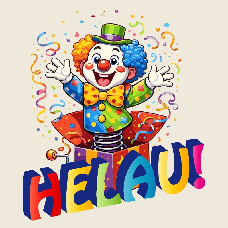 Clown drôle dit HELAU – Motif de carnaval