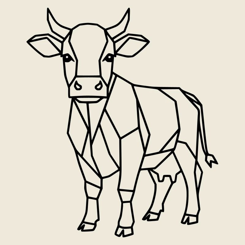Contour géométrique de vache low poly