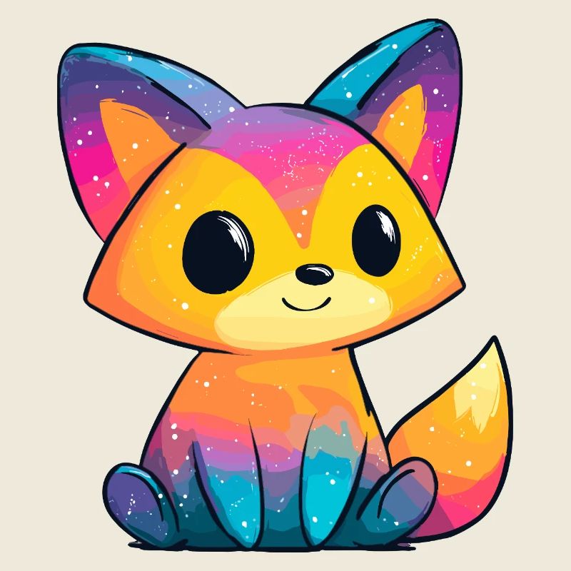 Rainbow Fox Cartoon