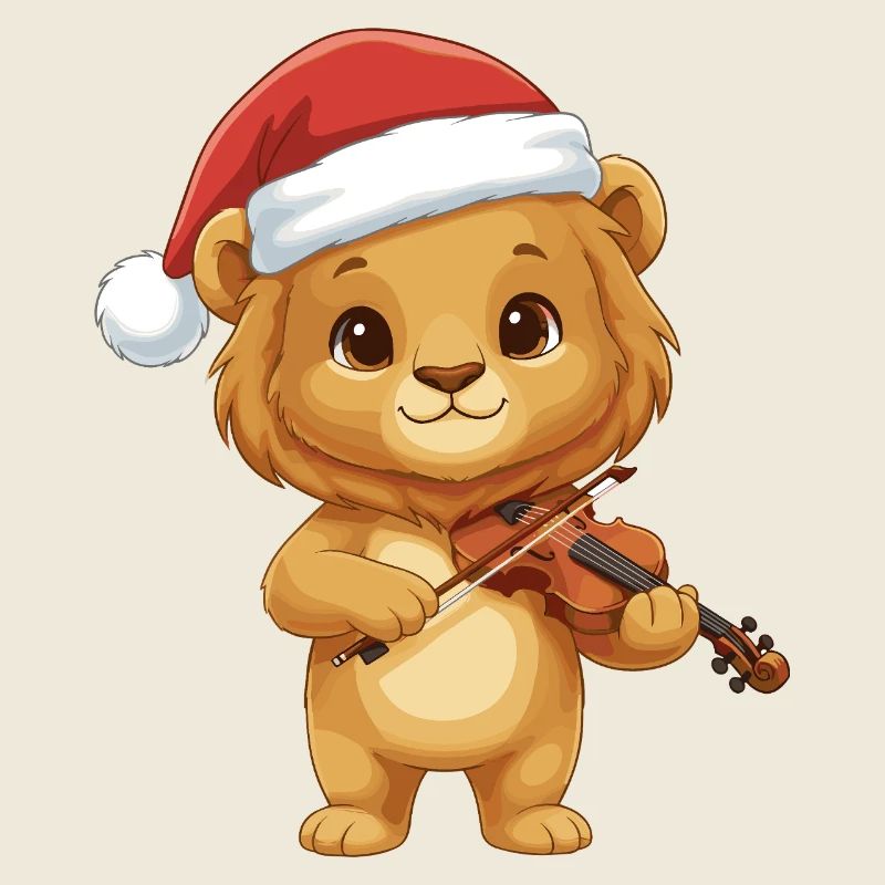Le lion de Noël jouant de l’art du violon
