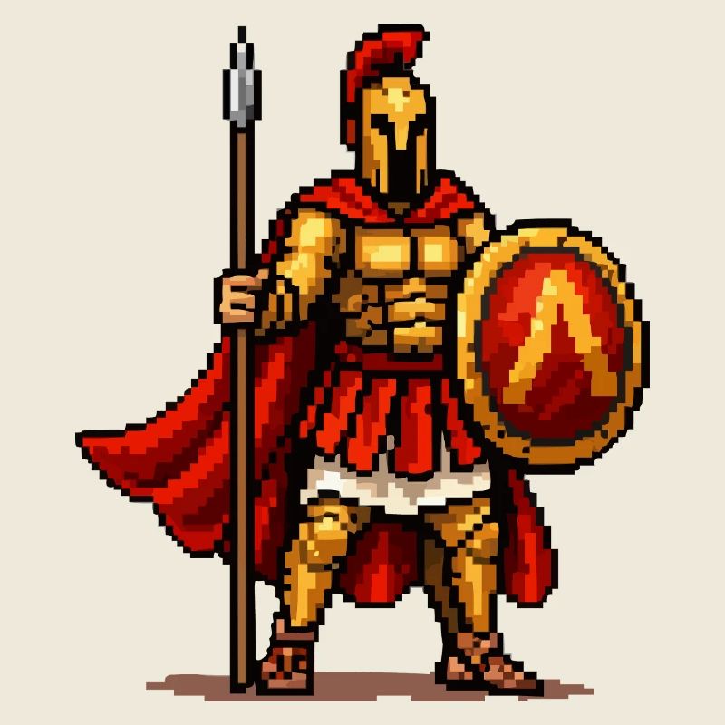 Pixel Art du Guerrier Spartiate