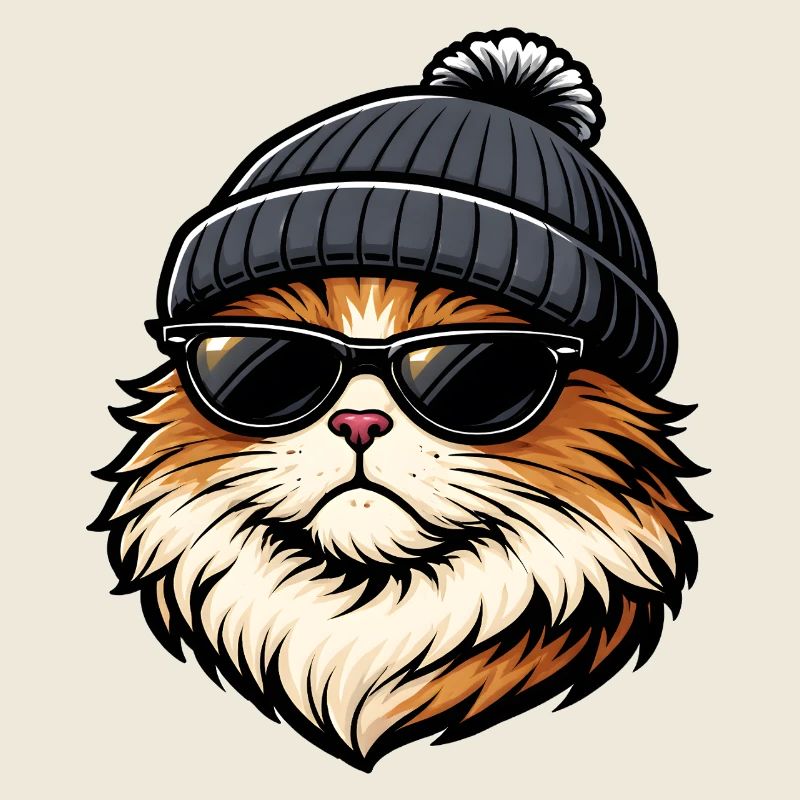 Cat coolness with a hat and sunglasses